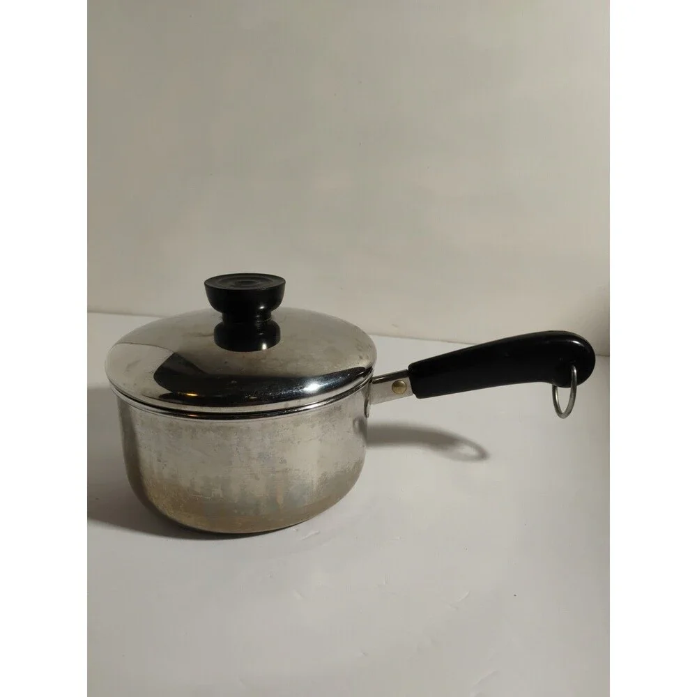 Vintage Revere Ware 1801 1 Qt Saucepan Pot Lid Made in USA Clinton IL Stainless
